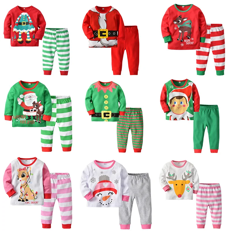 Рождественские пижамы для девочек, одежда для сна Детские Пижамы Детская Пижама для мальчиков, теплые пижамы для детей, рождественские пижамы для девочек