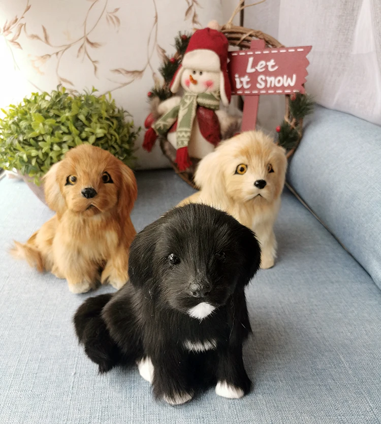 

Simulation Black Labrador Dog Stuffed Plush Fluffy Animal Figurines Kawaii Home Room Decor Birthday Christmas Gift Realistic Dog