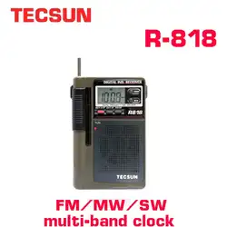 TECSUN R-818 FM/MW/SW двойной конверсии World Band радиоприемник со встроенным динамиком бесплатная доставка