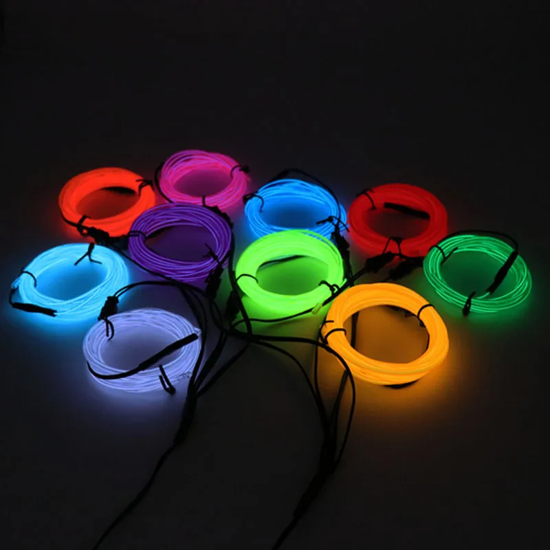 10 Colors 5m Neon Light EL Wire 3 Modes LED Strip Light with Controller For Car Dance Party Bike Decoration Lighting