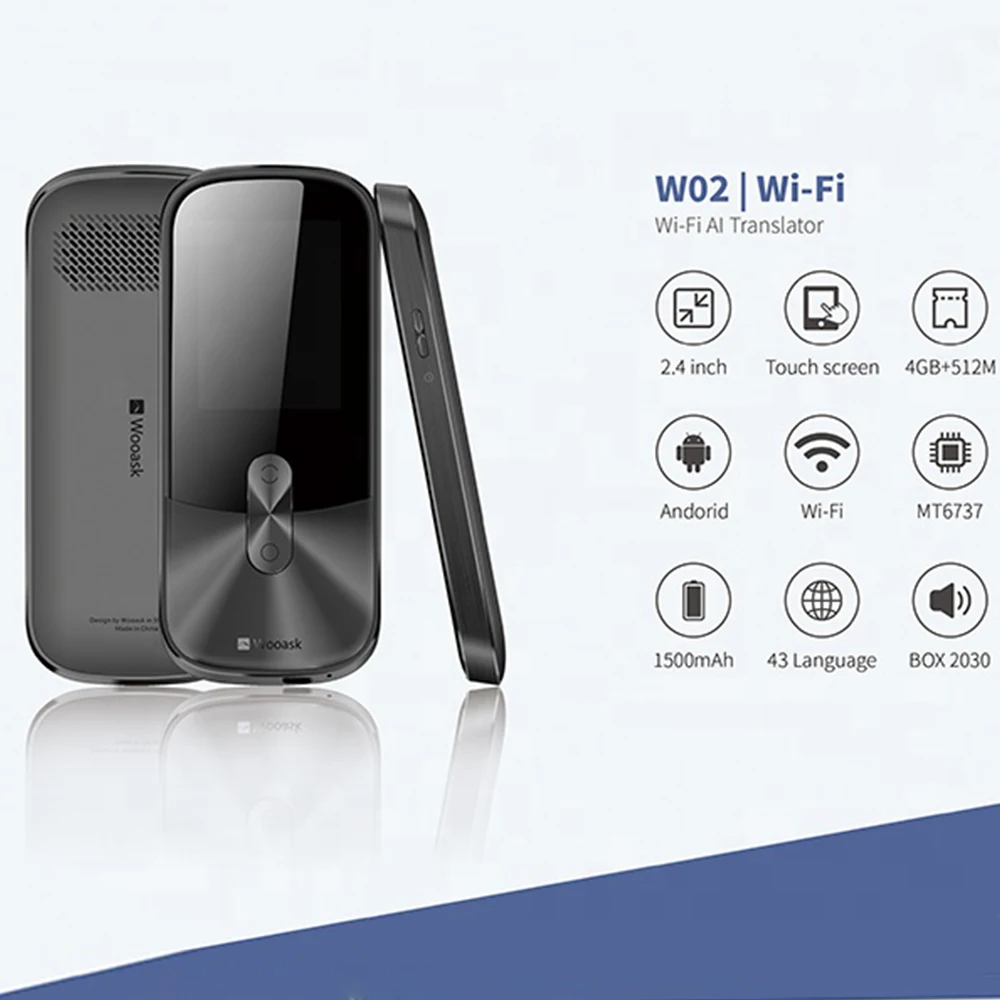 

WOOASK W02 Portable 43 Languages Two-Way Real Time Voice Translator Travel Bluetooth Wireless Translation Machine