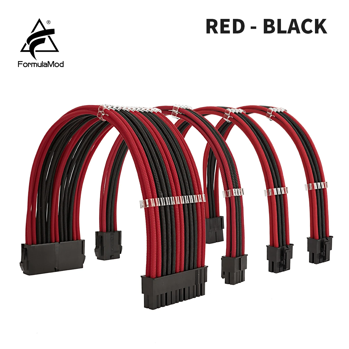 FormulaMod NCK2 Series PSU Extension Cable Kit , Solid Color Cable Mix Combo 300mm ATX24Pin PCI-E8Pin CPU8Pin With Combs  