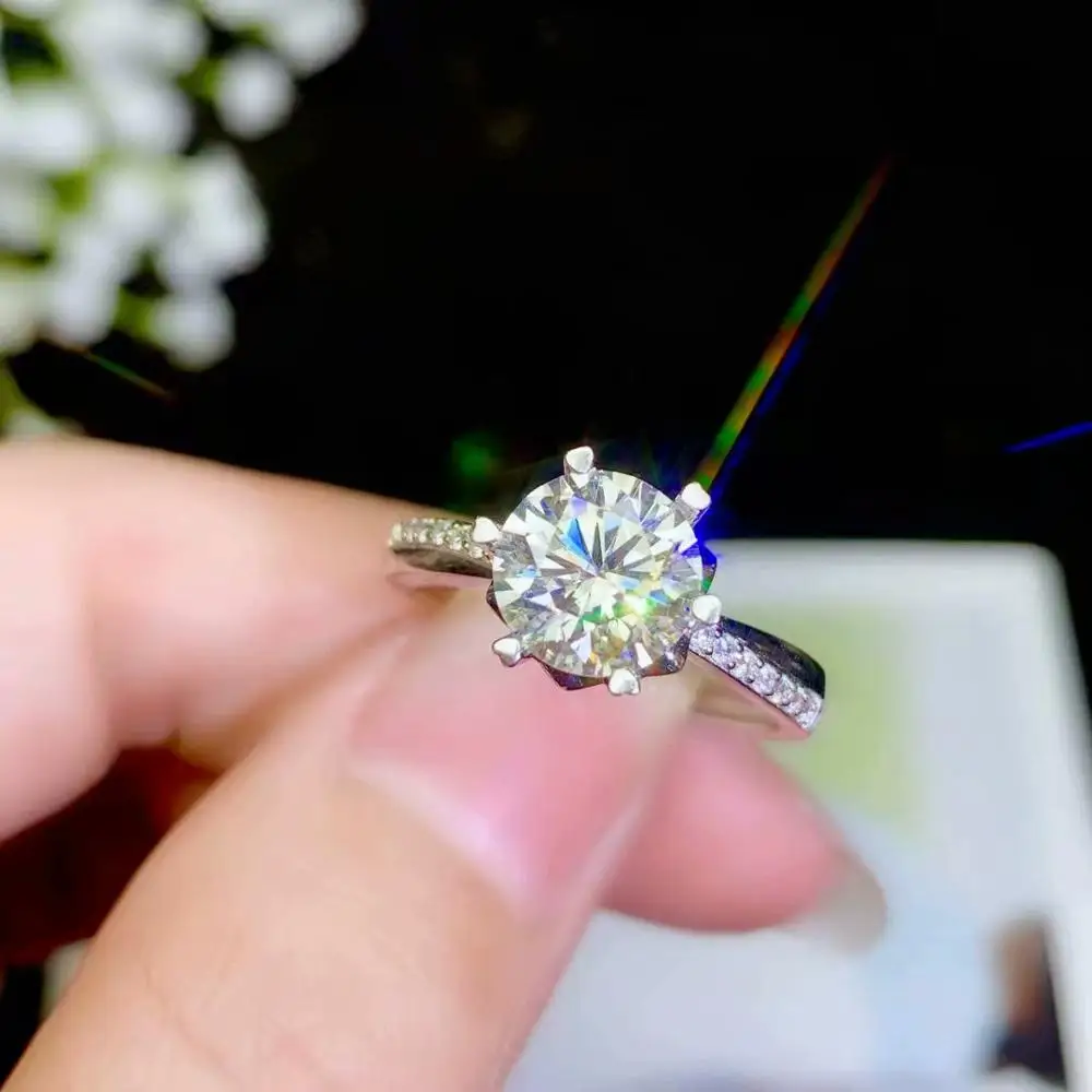 Moissanite Индивидуальность дизайн новое кольцо, серебро 925 пробы, красивый цвет, сверкающий, 1 карат 2 карат алмаз D VVS1