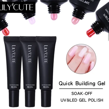 

LILYCUTE 20ml Quick Building UV Gel Poly Extension Nail Gel Nude White Clear Builder Nail Tips Mold Brush Slip Solution Liquid