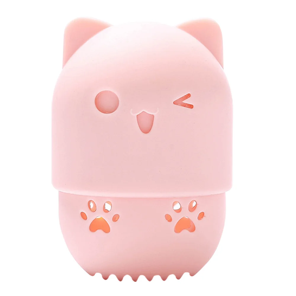 Pink Kitten beauty Puff Box блендер держатель Губка Макияж яйцо сушки чехол Портативный Силиконовый косметический Блендер Губка коробка держатель - Цвет: Pink