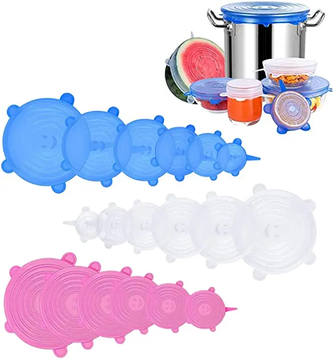 6/12/18/24 Pcs Silicone Cover Stretch Lids Reusable Airtight Food Wrap Covers Keeping Fresh Seal Bowl Stretchy Wrap Cover