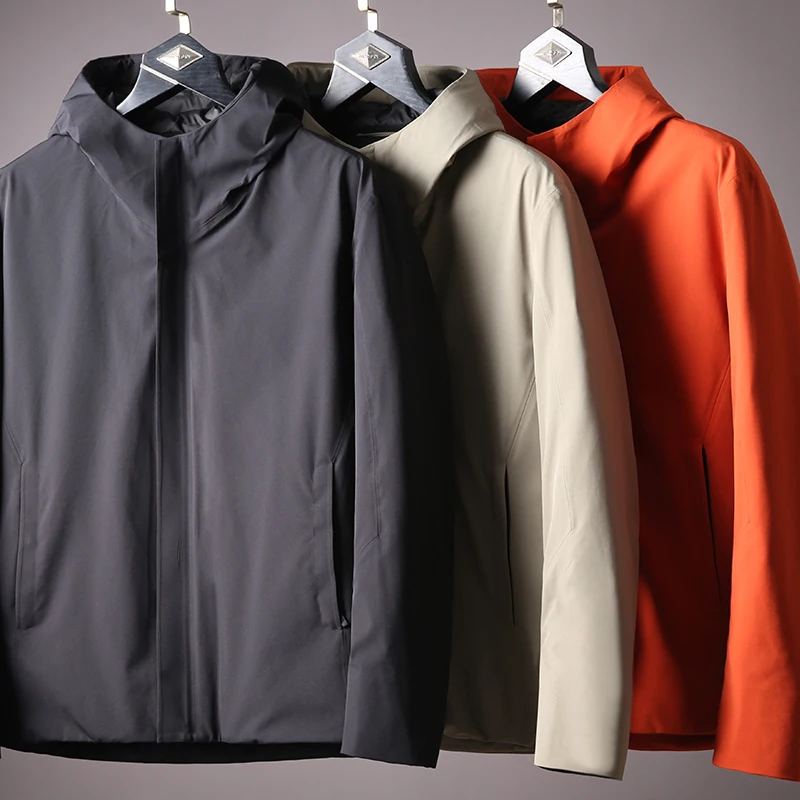 JSBD городской уличный ветрозащитный водонепроницаемый пушистый теплый белый утиный пух Зимний мужской пуховик с капюшоном для мужчин