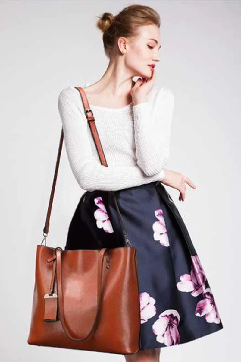 

2020 New Soft Oil Wax PU Leather Handbag Women's Messenger bag Casual Tote Brand Green Brown Large Lady Shoulder Crossbody bags