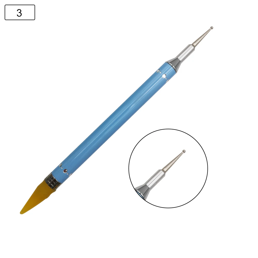 Ручка для ногтей в раскрашивающемся кристалле бусины точечный алмазный инструмент для украшения маникюра Стразы двусторонний воск - Цвет: blue