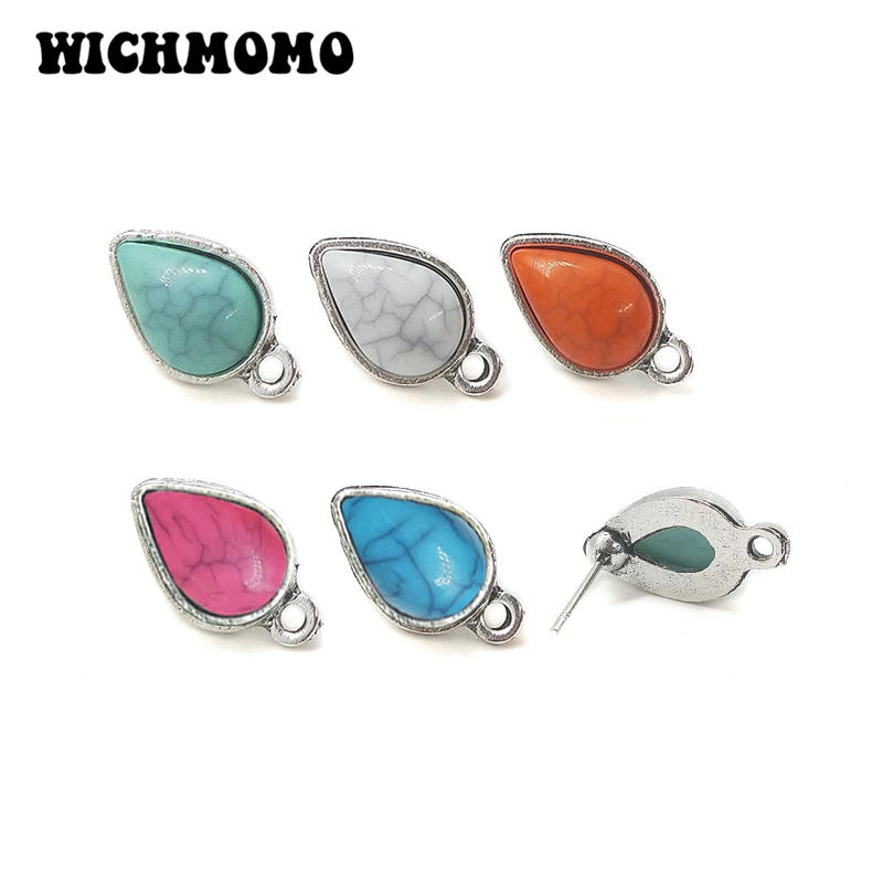 

New Fashion 10pcs Blue Red Water Drop Earring Base Connectors Linkers for DIY Jewelry Accessories PJ210