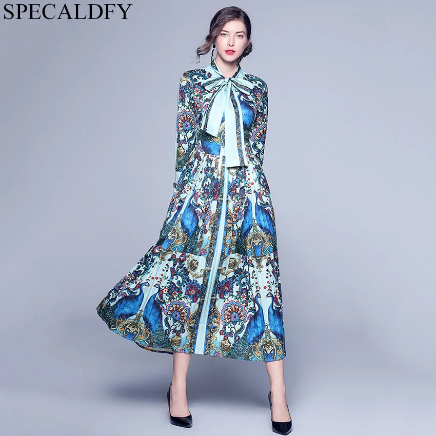 

Designer Dresses Runway 2020 High Quality Spring Casual Shirt Dress Women Bow Vintage Pleated Dress Boho Vestidos Robe Femme