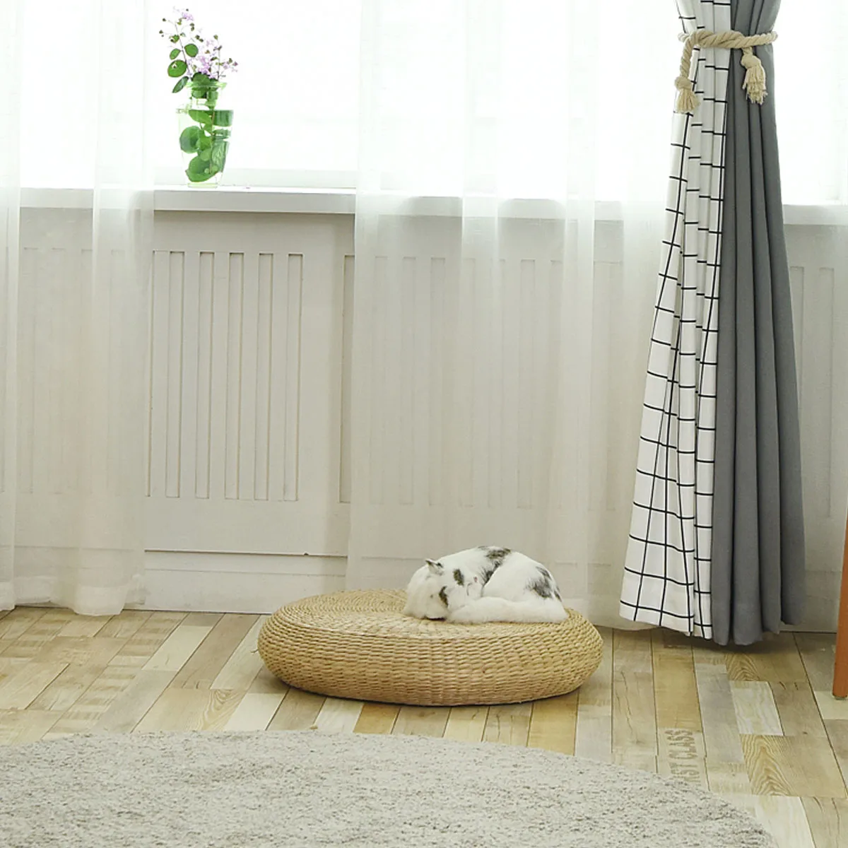 Простые серые шторы для гостиной, спальни, окон, в клетку - Цвет: Tulle