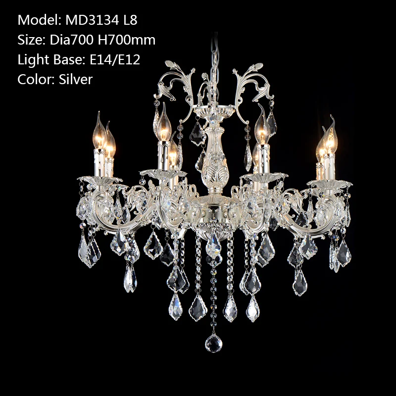 Silver D70cm H70cm Латунное современное освещение люстры бронзовая отделка хрустальная люстра лампа хрустальная люстра светильник вилла Хрустальное освещение - Цвет абажура: Silver D70cm H70cm