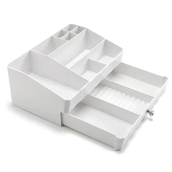 

Make Up Organizer Cosmetic Case Drawers Storage Box Cosmetic Organizer Storage Holder Dustproof Table Cosmetic Container White