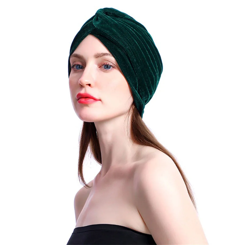 Женская одноцветная шапка в стиле ретро с узелком, твист, тюрбан, шапки, повязки на голову, женские зимние теплые головные уборы, уличная мусульманская одежда@ C23