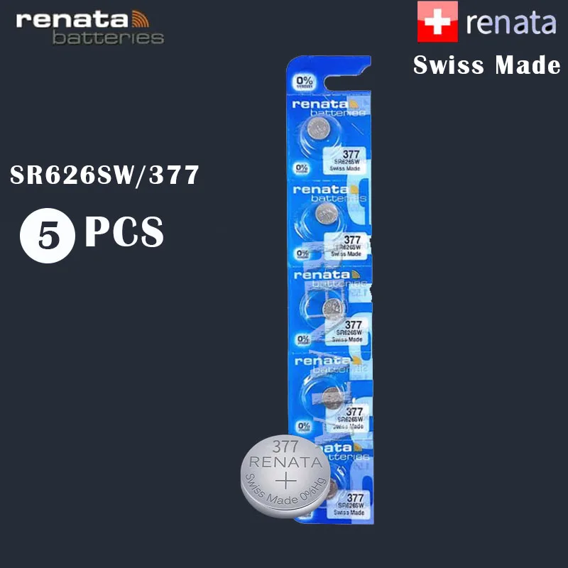 5 шт./лот Renata 377 100% оригинальный новый долговечный SR626SW SR626 V377 батарейный блок для