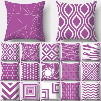 

Purple Geometric Pattern Decorative Cushions Pillowcase Polyester Cushion Cover Throw Pillow Sofa Decoration Pillowcover 40938
