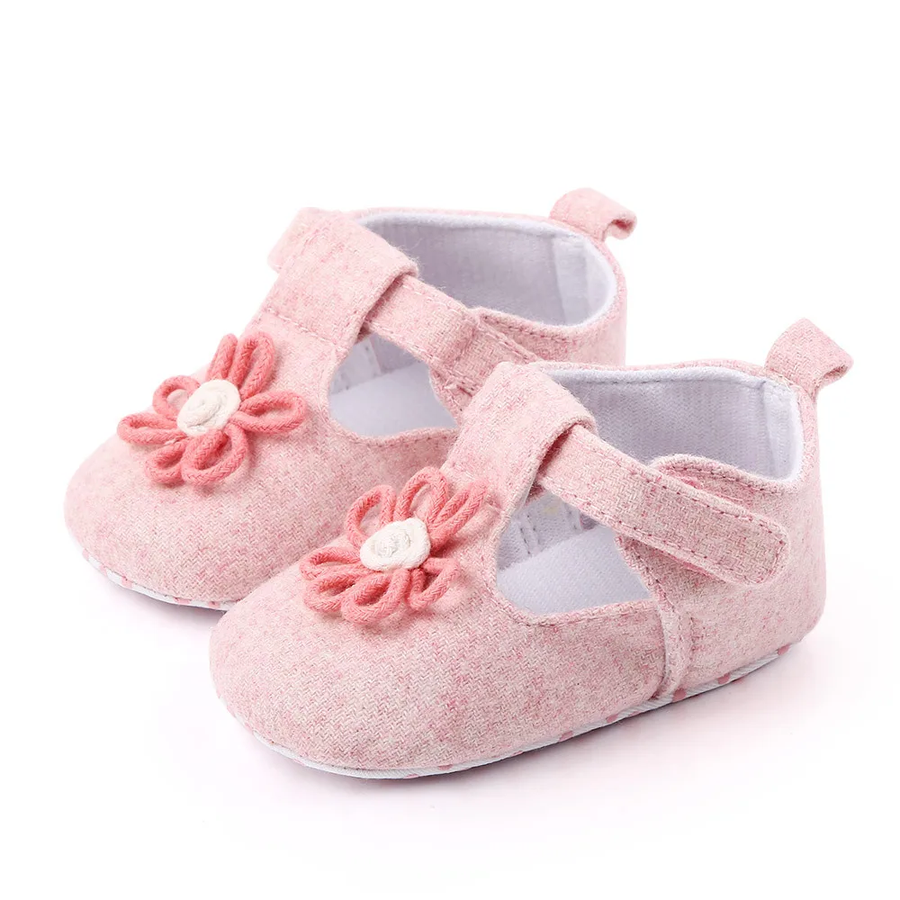 Pink Flower Новая Брендовая обувь для маленьких девочек; модельные туфли принцессы с мягкой подошвой и цветочным рисунком для малышей; обувь для новорожденных 1 года; подарки на день рождения - Цвет: Pink Flower