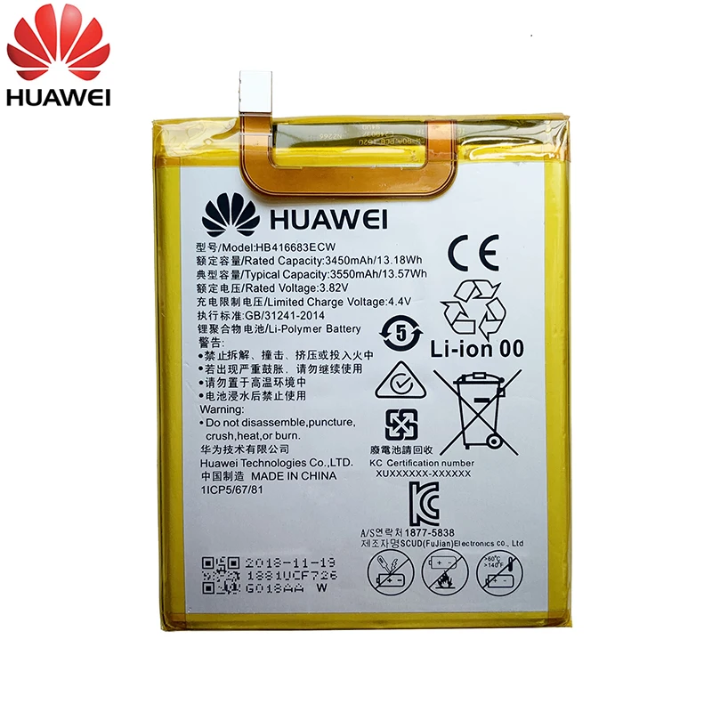 100% Оригинальный аккумулятор Hua wei HB416683ECW для Huawei Nexus 6P Nexus6P H1511 H1512 сменная батарея