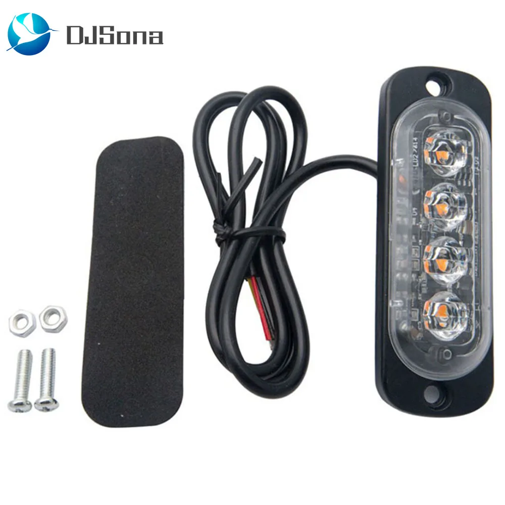 

1pc Car-Styling Bright White Yellow Red Blue Amber 4 LED Car Truck Van Beacon Strobe Warning Flashing Emergency Grille Light