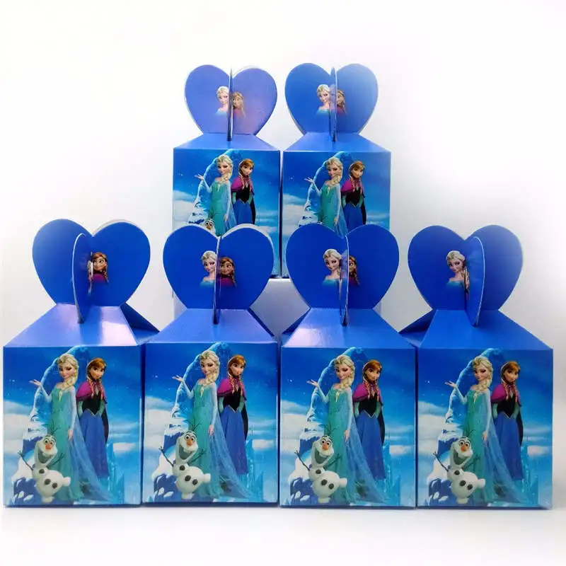 12 шт. бумажные коробки для конфет с рисунком Холодное сердце праздничные одноразовые подарочные коробки для девочек с принцессой Анной и Эльзой