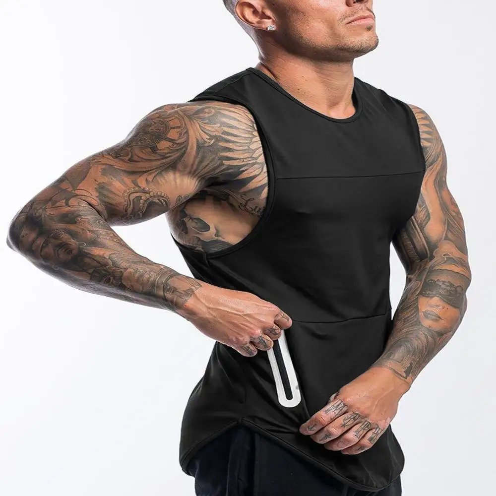 

2021 Fitness Tights Tank Top Men , Quickly Dry Sleeveless Gym Clothing Workout Running Vest Sports Shirt Men