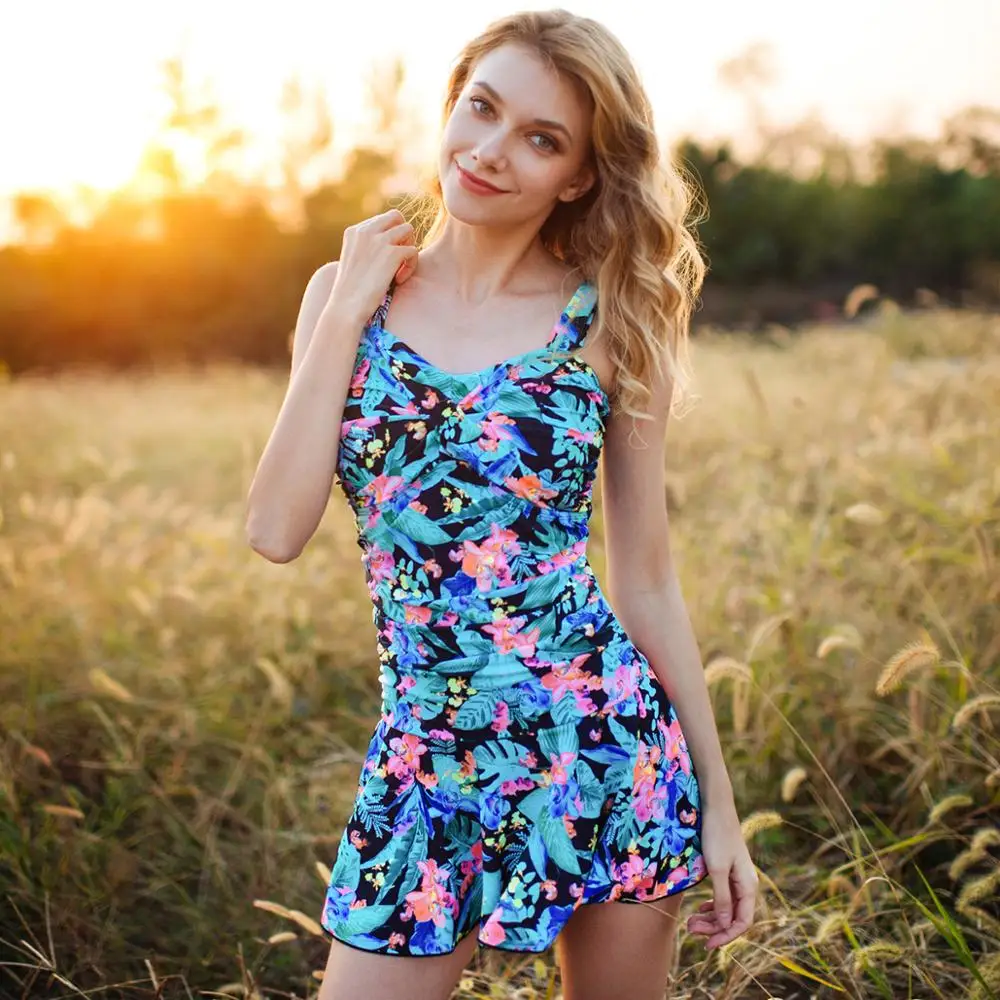 Julysand Women's One-Piece Swimsuit Lady Flower Skirt BathingSuit Sexy BackLess High-end Woman Swimwear