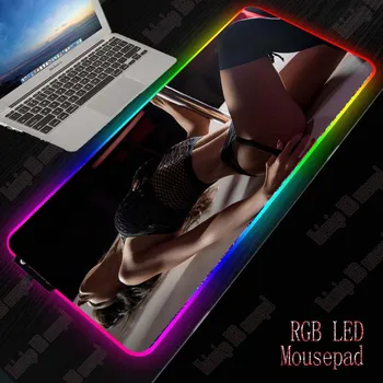 

Yuzuoan Sexy Model Mouse Pad Large Computer Mouse Pad LED Gaming Mouse Pad Night RGB Seven Color Colorful USB Cable Lighting