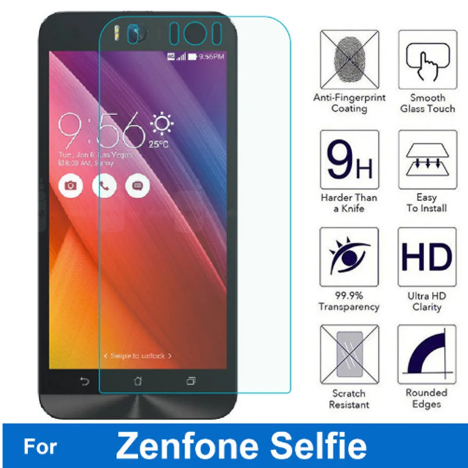 2 шт. Защитное стекло для Asus ZenFone Selfie ZD551KL Z00UD защитные экраны на zenfone ZD 551KL