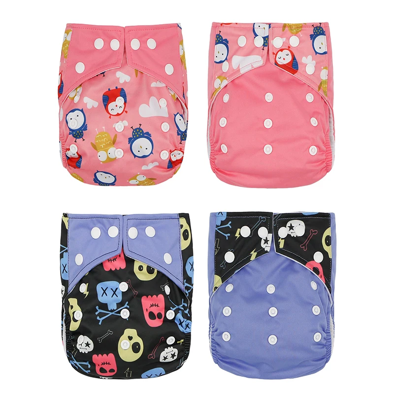 

2pcs/set Adjustable Cloth Diaper Pocket Reusable Baby Nappy Waterproof Print Baby Diaper Cover Drop Shipping