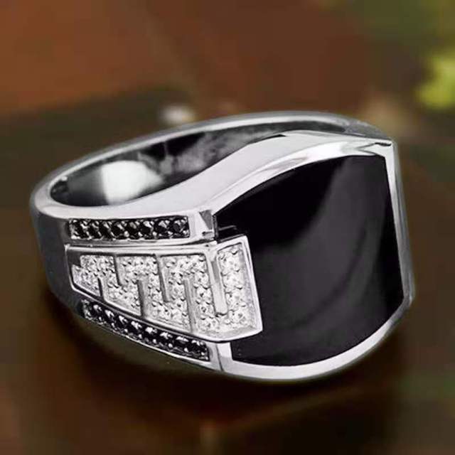 Handmade Turkish Ring For Men Women Inlay Silvery Black Zircon Stone Rings Punk Retro Religious Muslim Islamic Jewelry