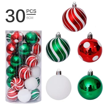 

6 Colors Newest Arrival 30Pcs Christmas Tree Decorative Balls Glitter Hanging Ball Xmas Ornament Party Decoration