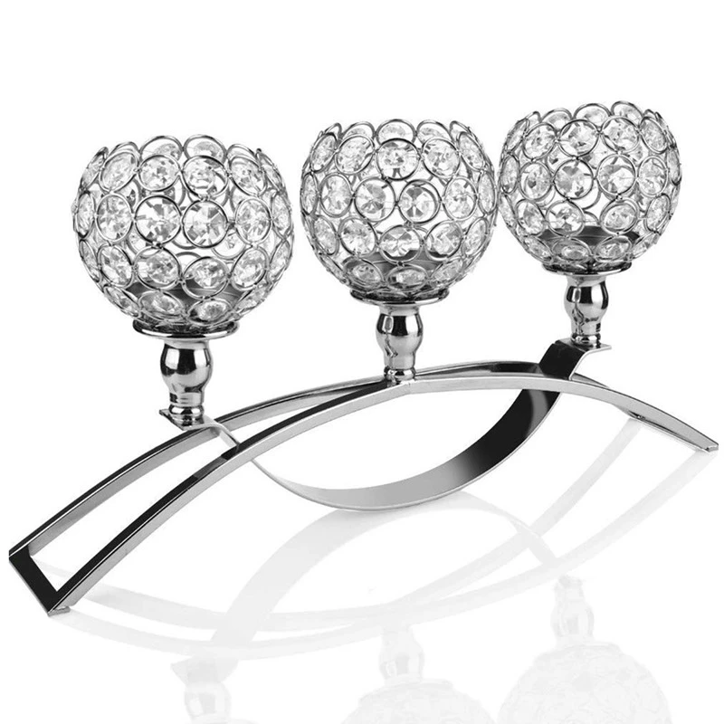 Crystal Candle Holders 3 Arms Table Candelabras,Buffet