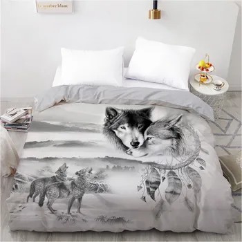 

3D Design Wolf Pattern Bedding Bag Set Duvet Cover Quilt Covers Comforter Blanket Case King Queen Full Twin Home Textile