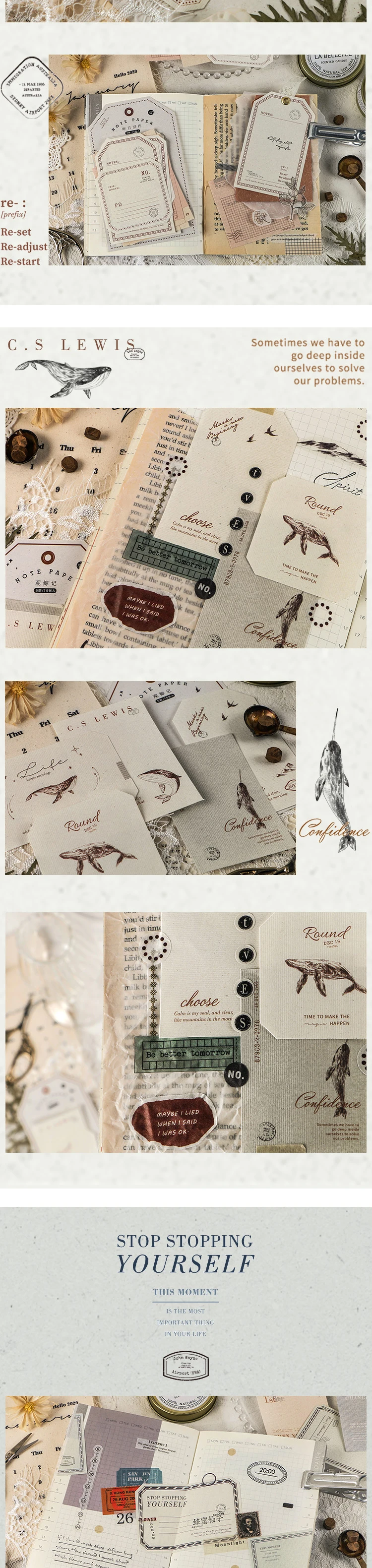 Journamm 15pcs Whale Kawaii Memo Pad Paper Planner To Do List Stationery Memo School Stationery Notepad School Sticky Notes