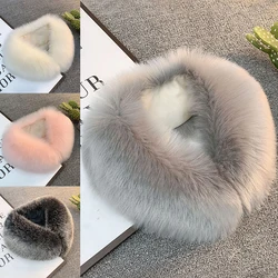 Women Faux Fox Fur Collar Shawl Furry Fur Collar For Coat Winter Hood Fur Decor Fake Fur Scarf Parkas Coat Fur Collar Scarves