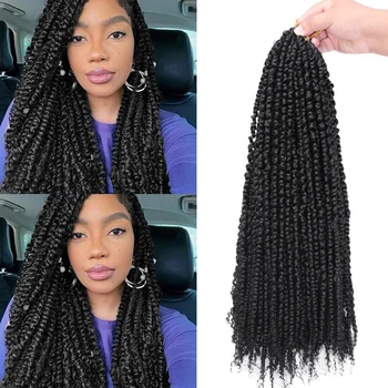 

18inch Pre Twisted Passion Twist Hair Crochet Hair Synthetic Ombre Bomb Twist Pre looped Fluffy Spring Twists Braiding Hair