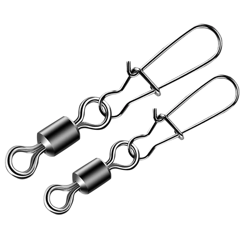

100 PCS Fishing Connector Pin Bearing Rolling Swivel Stainless Steel with Snap Fishhook Lure Tackle , 50 PCS Style 2 & 50 PCS St