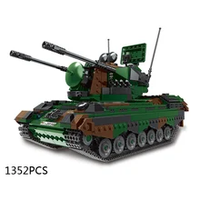 Pistolet militaire allemand Cheetah de la deuxième guerre mondiale, modèle d'auto propulsé, blocs de construction moc, jouet en brique de gepard FlakPz