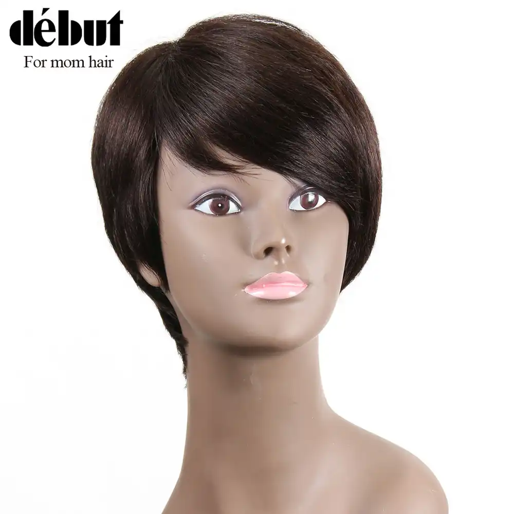 Debut Short Human Hair Wigs 100 Remy Brazilian Hair Wigs Natural
