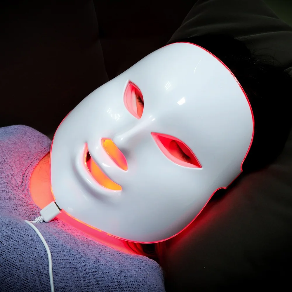 Прямая поставка,, фотонная электрическая светодиодный маска для лица, светодиодный светильник, терапия, уход за кожей, 7 цветов, 3 цвета, для женщин