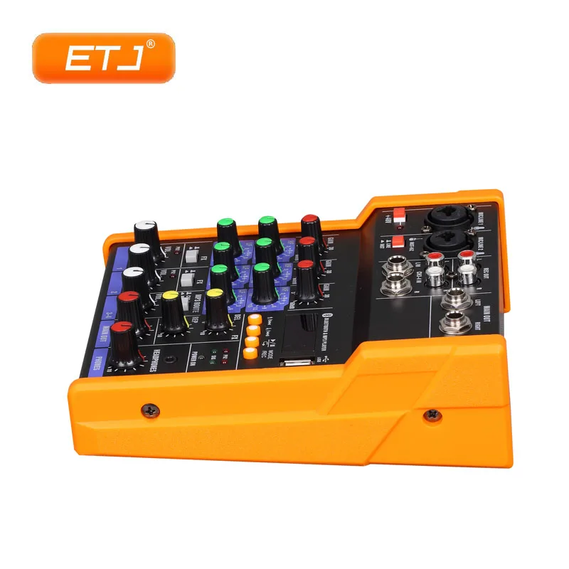Мини аудиомикшер 4 канальный Bluetooth 48 В фантомный блок питания для DJ Караоке