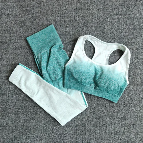 green BOUSSAC, комплект для йоги, спортивный бюстгальтер, леггинсы, Женский комплект для спортзала, бесшовная одежда для тренировок, фитнеса, спортивная одежда, спортивный костюм для фитнеса, спортивная одежда - Цвет: green