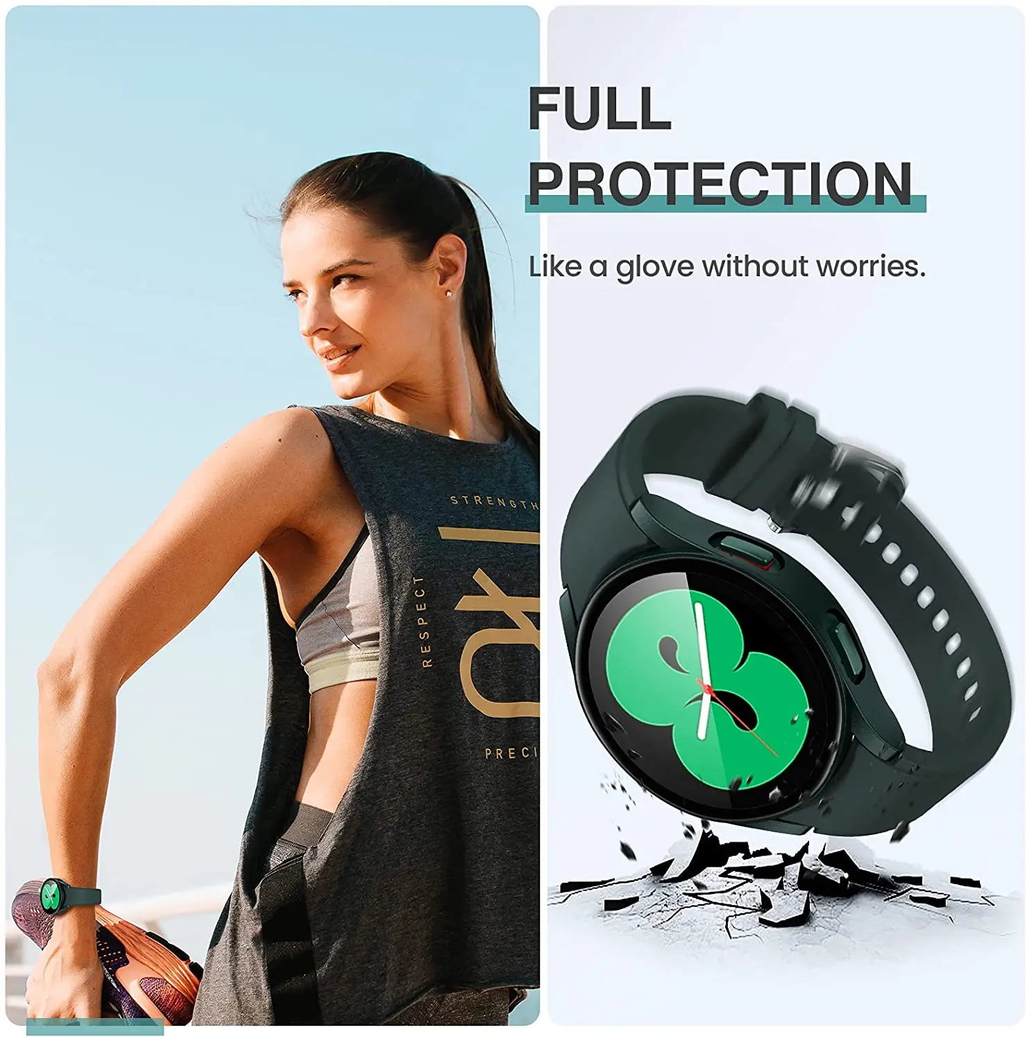 Tempered Glass+Matte Watch Cover for Galaxy Watch 4 Case 44mm 40mm，Bumper Full Screen Protector for Samsung Galaxy Watch4