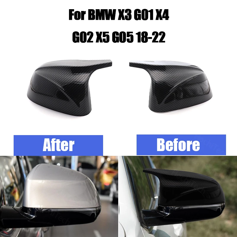 

Глянцевая яркая сменная сторона автомобиля для BMW X3 X4 X5 G01 G02 G05 2018-2022, узор из углеродного волокна, крышка зеркала заднего вида