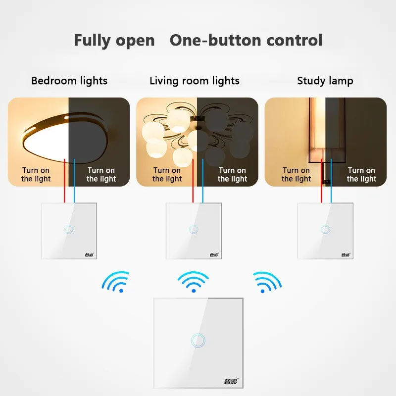 ZUCZUG Wireless Touch Smart Switch 250V 10A Remotely Control Home  Wall Switch 86 Type 1 2 3 Gang LED Light Switch Touch Switch