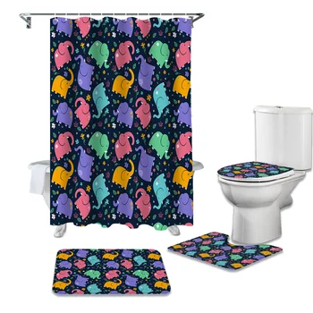 

Cute Cartoon Elephant Shower Curtains Set Bathroom Waterproof Shower Curtain Bathroom Set with Shower Curtain and Rugs