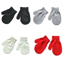 Pudcoco/для детей 2-6 лет; сезон осень-зима; детские перчатки для маленьких мальчиков и девочек; однотонные хлопковые милые мягкие вязаные варежки; теплые перчатки