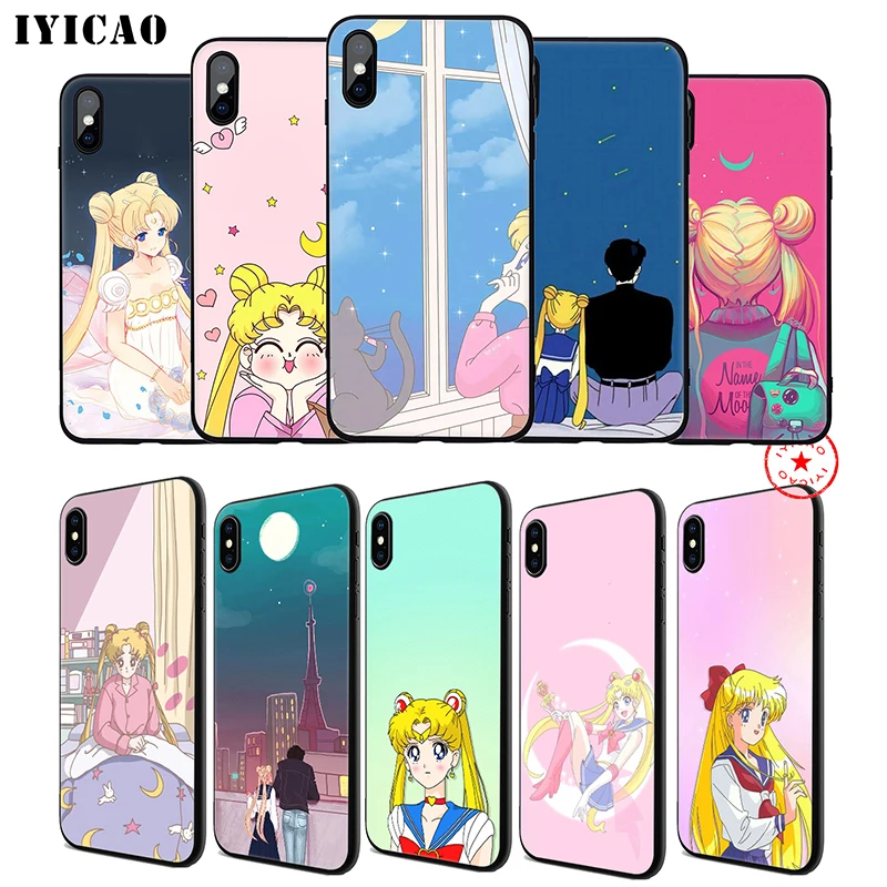 Мягкий чехол для телефона IYICAO Sailor Moon iPhone 11 Pro XR X XS Max 6 6S 7 8 Plus 5 5S SE силиконовый TPU |