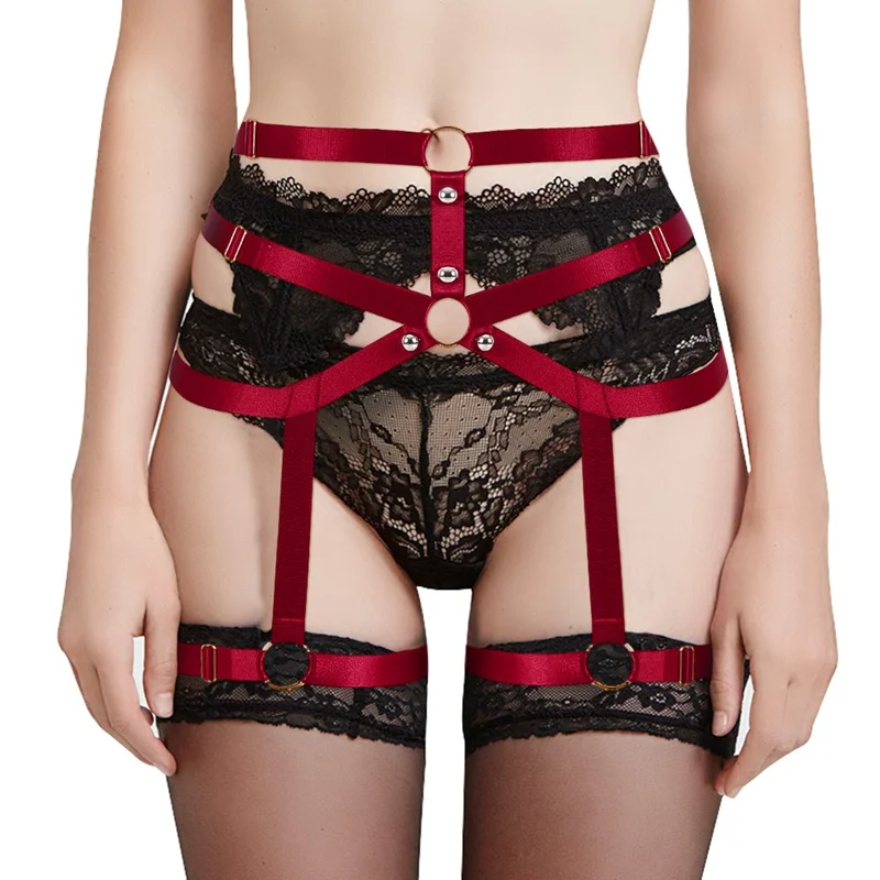 MLCP0110WINERED Боди Сексуальное белье с ремешками V воротник Бандаж Бюстгальтер Фетиш нагрудный ремень нижнее белье с ремешками Регулировка плюс размер мягкие Топы Хэллоуин рейв - Цвет: MLCP0110WINERED